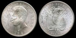 World Coins - 1943 Mo Ecuador 5 Sucres BU