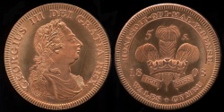 World Coins - 1808 Wales 5 Shillings, George III - Medallic Issue (2007), Copper Proof