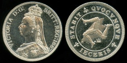 World Coins - 1887 Isle of Man 5 Shillings, Victoria - Medallic Issue (2007), Silver Color Proof