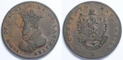 World Coins - 1794 Great Britain - LANCASHIRE - Lancaster - John of Gaunt - Half Penny Token - XF