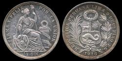 World Coins - 1916 FG Peru 1/2 Sol UNC