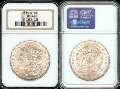 US Coins - 1884o Morgan Dollar NGC MS64