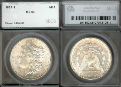 US Coins - 1882s Morgan Dollar SEGS MS64