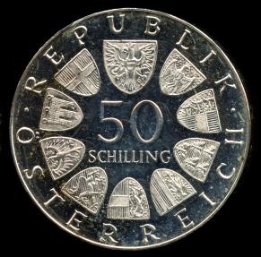 World Coins - 1972 Austria 50 Schilling - 350th Anniversary - Salzburg University - Proof Silver
