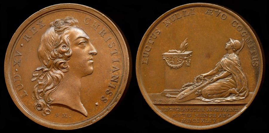 World Coins - 1744  France - King Louis XV - The King Taken Sick at Metz by Francois Joseph  Marteau and Pierre-Simon-Benjamin Duvivier
