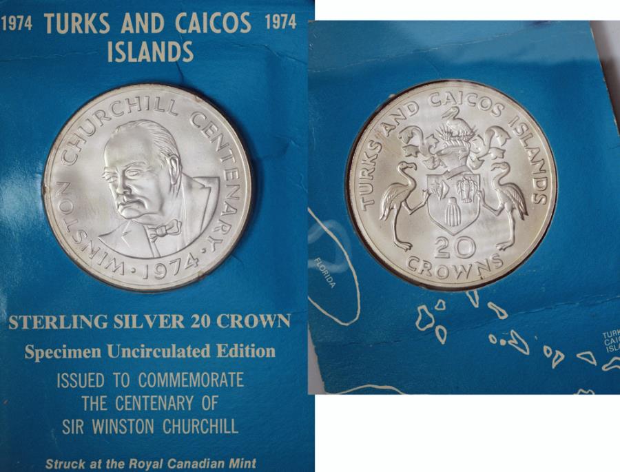 1974 Turks & Caicos Islands 20 Crowns - Sir Winston Churchill
