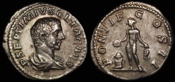 Ancient Coins - Geta Denarius - PONTIF COS II - Rome Mint 
