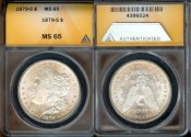 Us Coins - 1879s Morgan Dollar ANACS MS65