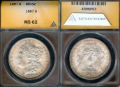 Us Coins - 1887 Morgan Dollar ANACS MS62