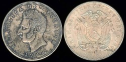 World Coins - 1944 Mo Ecuador 5 Sucre AU