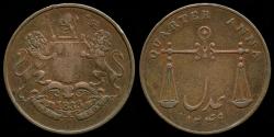 World Coins - 1833 (c) India (British) 1/4 Anna XF