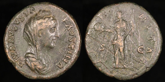 Ancient Coins - Faustina I Sestertius - AETERNITAS - Rome Mint