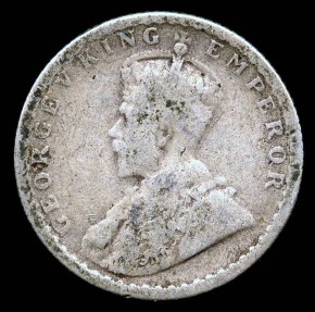 World Coins - 1917 India (British) 1/4 Rupee F