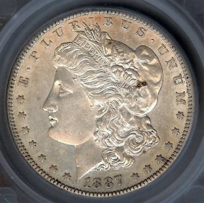 US Coins - 1887s Morgan Dollar SEGS AU55-PL