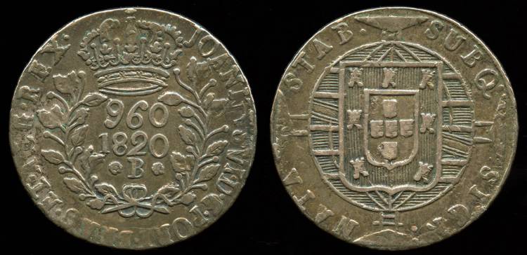 1820 B Brazil 960 Reis - Joao VI - XF | South American Coins