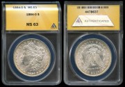 Us Coins - 1884o Morgan Dollar ANACS MS63