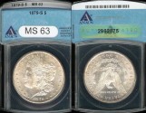 Us Coins - 1879s Morgan Dollar ANACS MS63