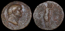 Ancient Coins - Vespasian Dupondius - AEQUITAS AUGUSTI - Lugdunum Mint