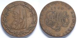 World Coins - 1788 Great Britain - ANGLESEY - Handsworth - Druid's Head Half Penny Token - AU