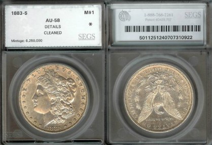 US Coins - 1883s Morgan Dollar SEGS AU58