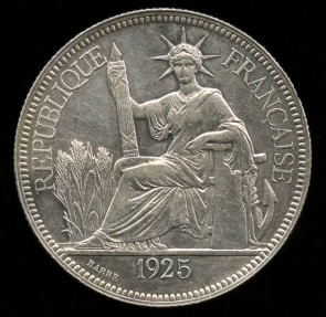 World Coins - 1925 A French Indo-China 1 Piastre UNC