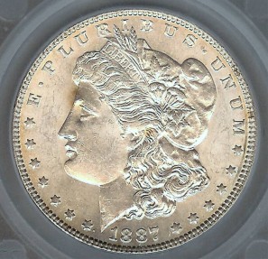 US Coins - 1887 Morgan Dollar SEGS MS63