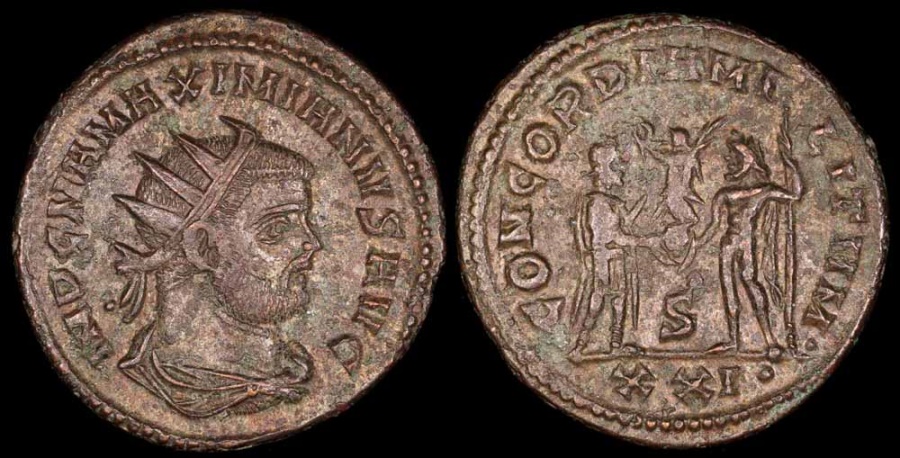 Ancient Coins - Maximianus Antoninianus - CONCORDIA MILITVM - Heraclea Mint