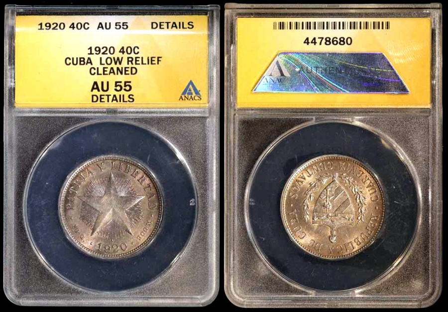 1920 Cuba 40 Centavos 1st Republic Low Relief Star Anacs Au55 Relief is a sculptural technique where the sculpted elements remain attached to a solid background of the same material. vcoins