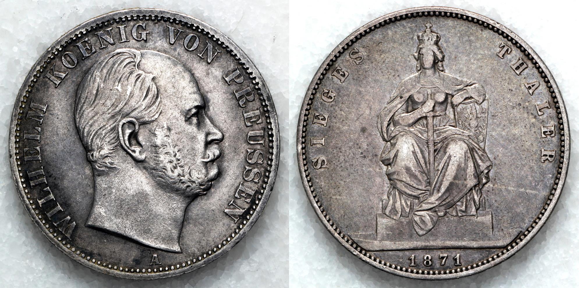 1871 A Germany 1 Thaler - Prussia - Wilhelm I - Victory over