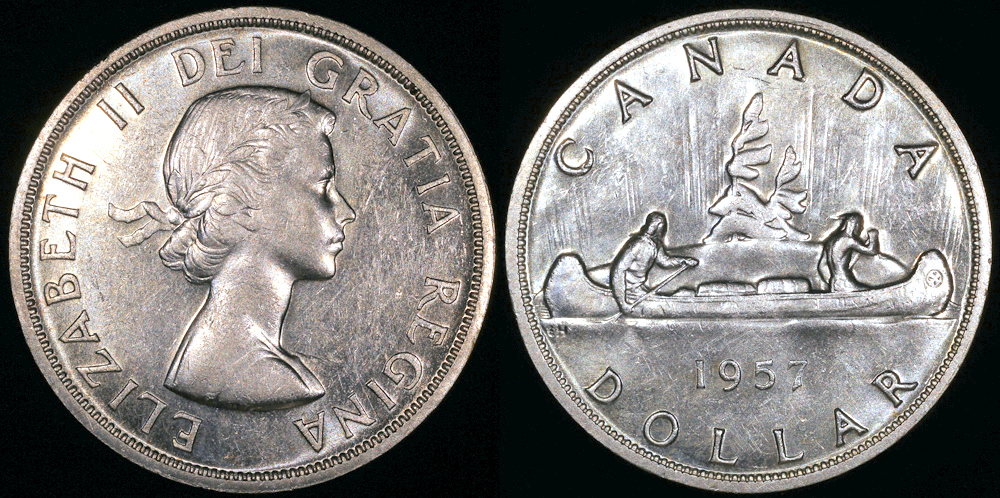 1957 Canada 1 Dollar - Elizabeth II - Voyageur - UNC | North