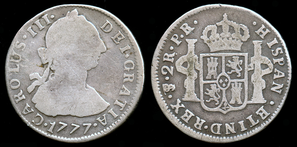 1777 PR PTS Bolivia 2 Reales Carolus III VF South American Coins