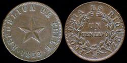 World Coins - 1853 Chile 1 Centavo AU