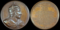 World Coins - 1839 France - Louis I, "The Pious or The Fair" King of Aquitaine and King of the Franks (814 - 840) by Armand-Auguste Caqué for the "Kings of France Series" #25