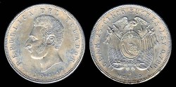 World Coins - 1944 Mo Ecuador 5 Sucre BU