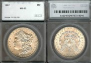 Us Coins - 1887 Morgan Dollar SEGS MS63