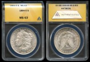 Us Coins - 1884o Morgan Dollar ANACS MS63