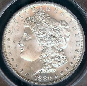 US Coins - 1880s Morgan Dollar ANACS MS64