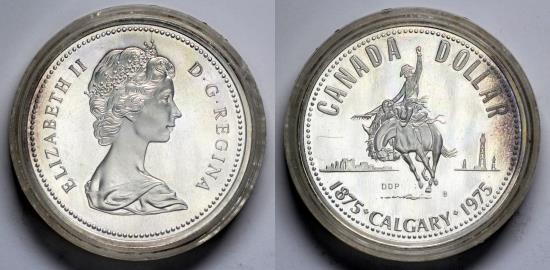 1975 Canada 1 Dollar - Calgary Centennial Silver Commemorative ...