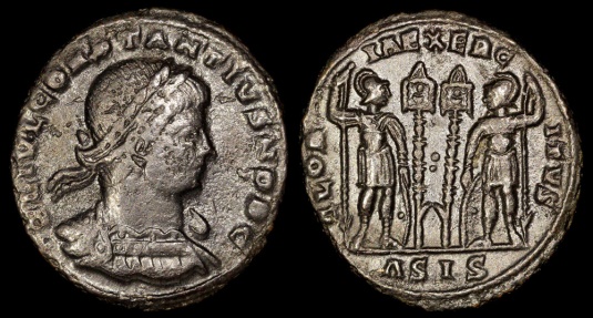 Ancient Coins - Constantius II Ae4 - GLORIA EXERCITVS - Siscia Mint