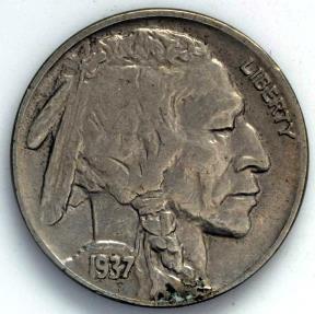 1937 P Indian Head (Buffalo) Nickel | 5 Cents