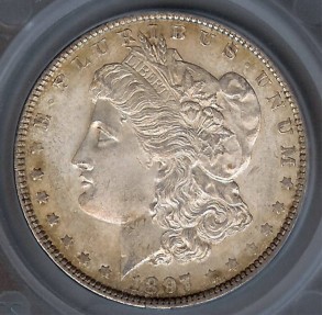 US Coins - 1897 Morgan Dollar - VAM 2 - SEGS MS62