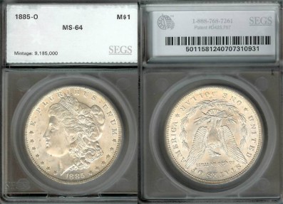 US Coins - 1885o Morgan Dollar SEGS MS64