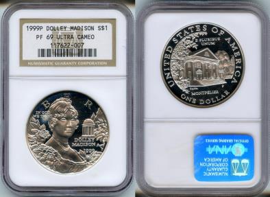 1999 P Dolley Madison Silver Dollar NGC Proof 69 Ultra Cameo ...