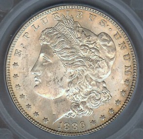 US Coins - 1886 Morgan Dollar SEGS MS62