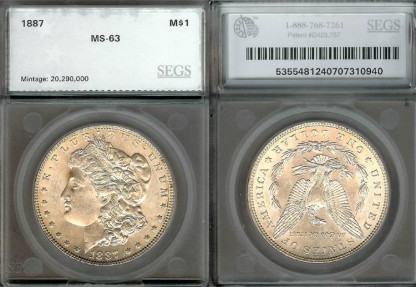US Coins - 1887 Morgan Dollar SEGS MS63