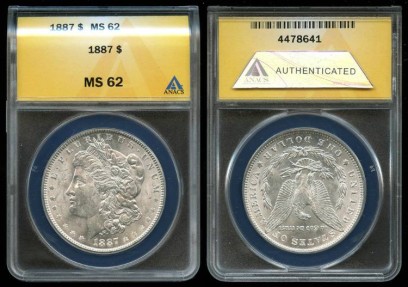 US Coins - 1887 Morgan Dollar ANACS MS62