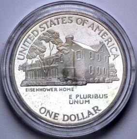 1990 P Eisenhower Centennial Silver Dollar - Cameo Proof | Commemoratives