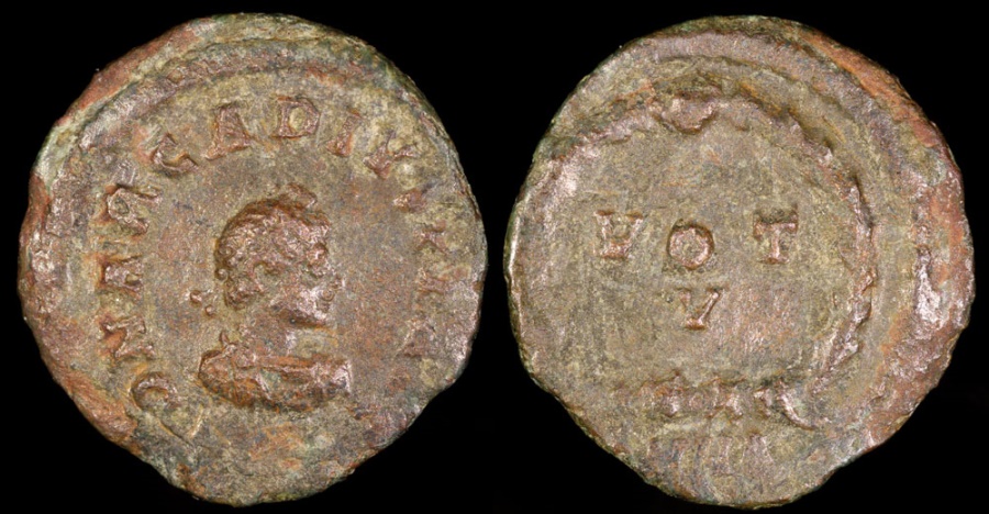 Ancient Coins - Arcadius Ae2 - VOT V - Antioch Mint 