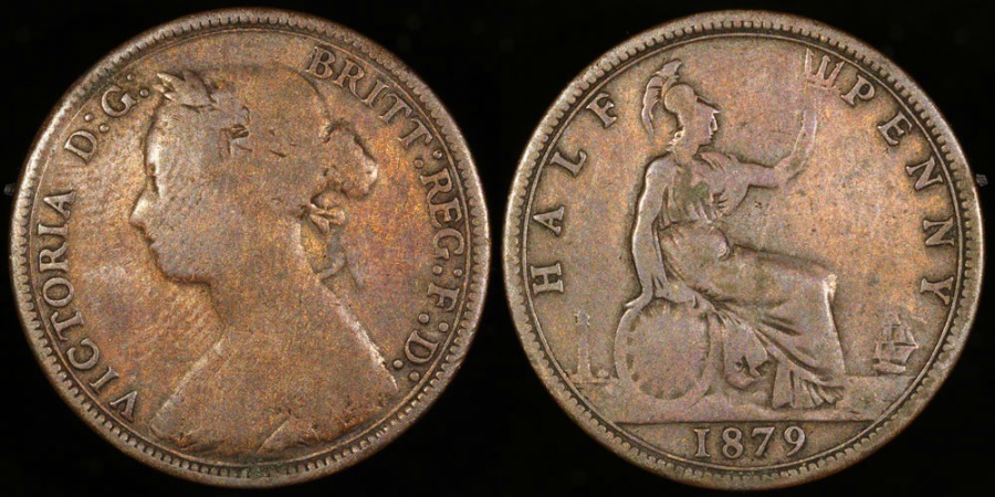 1879 Great Britain 1/2 Penny - Victoria - F | European Coins