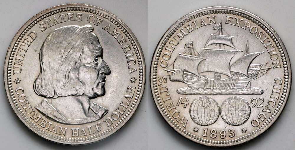 双頭鷲 大型銀貨 約41mm アンティーク 1893 World's Columbian Exposition Commemorative Silver Half Dollar
